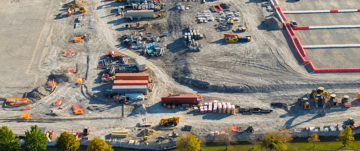 Aerial view of construction site