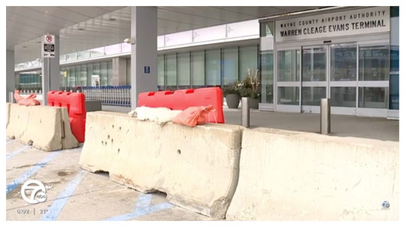 Concrete Barriers In Front of Airport
