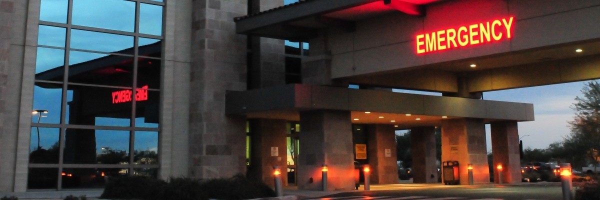 ER entrance at dusk ER entrance at dusk