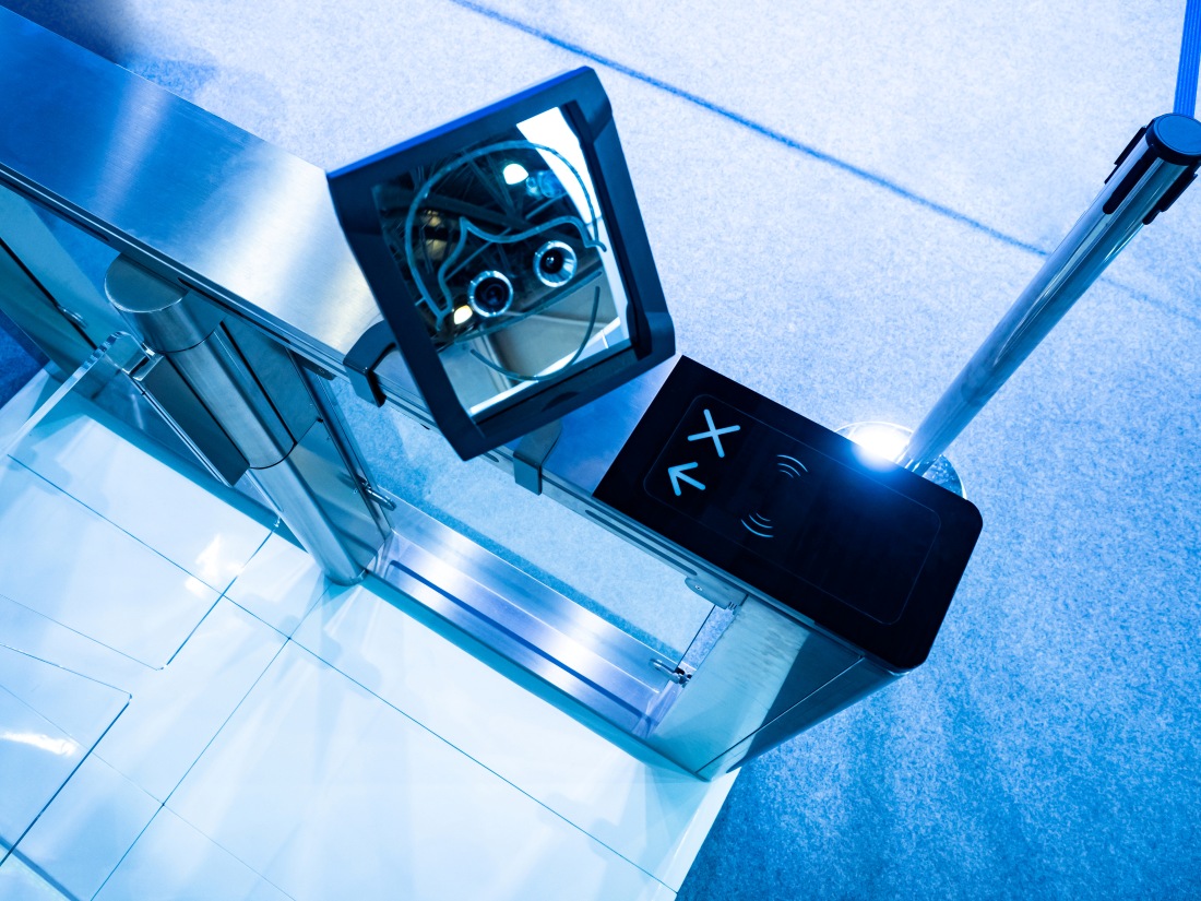 Facial recognition atop a turnstile