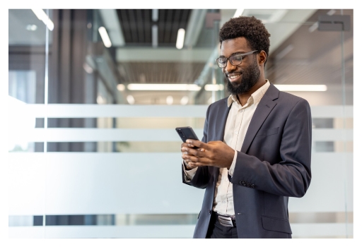 Man on phone in office environment