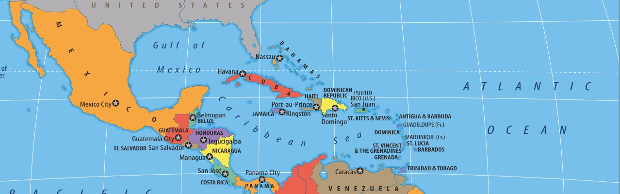 Map of Caribbean North and South America Map of Caribbean North and South America