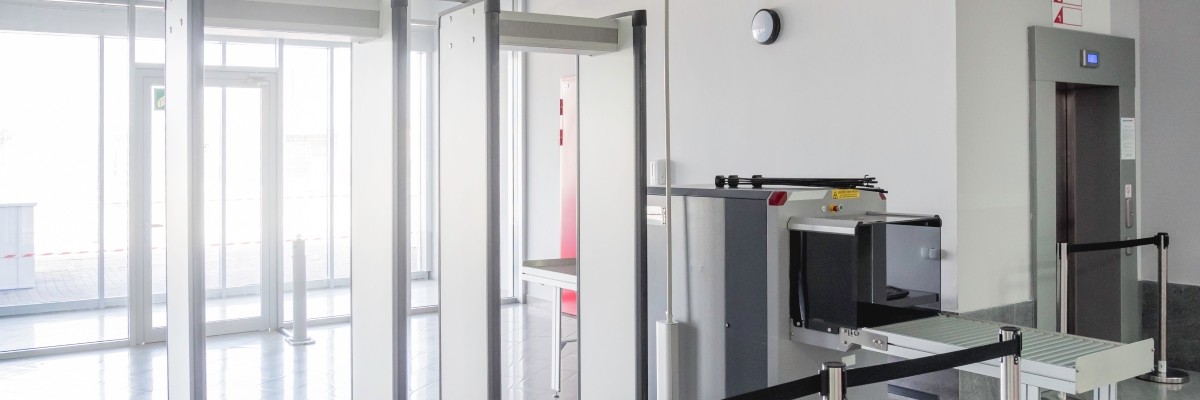 Metal detector and xray machine at entrance 1200×400 Metal detector and xray machine at entrance