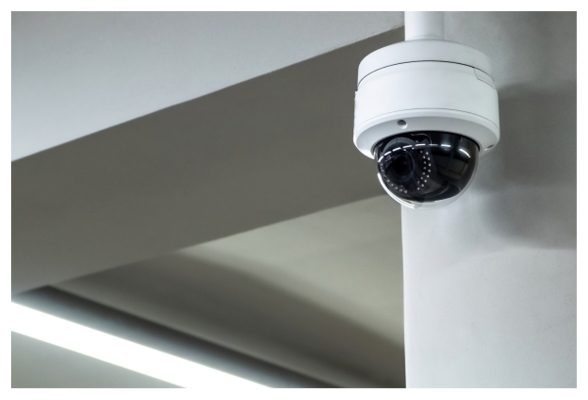 Dome surveillance camera on pendant