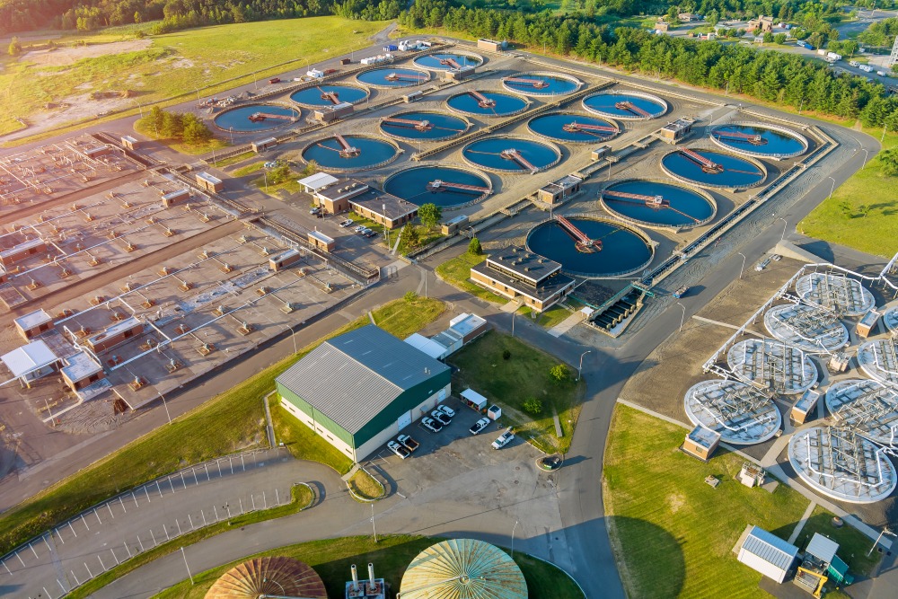 Water utility facility aerial view